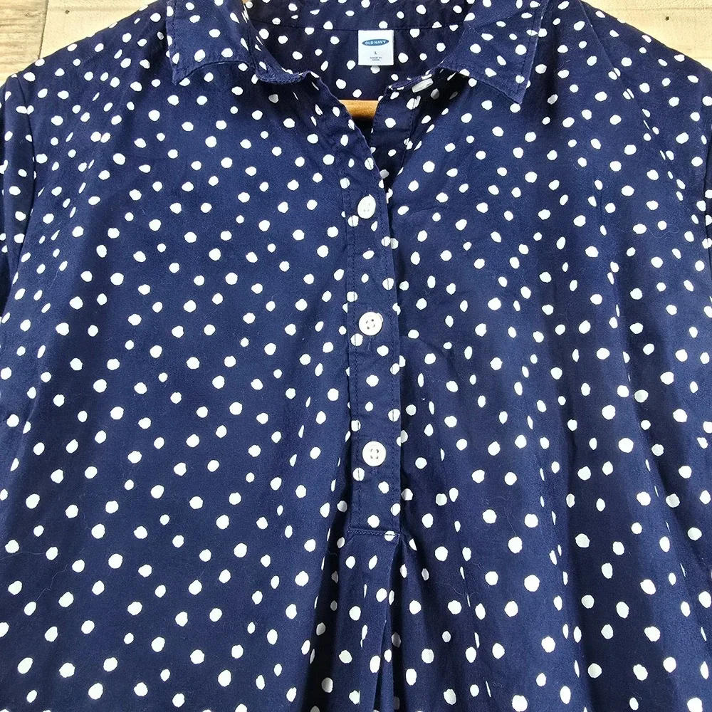 Old Navy Polka Dot Maternity Tunic Women Large Navy Blue‎ Classic Preppy Core - Picture 2 of 11